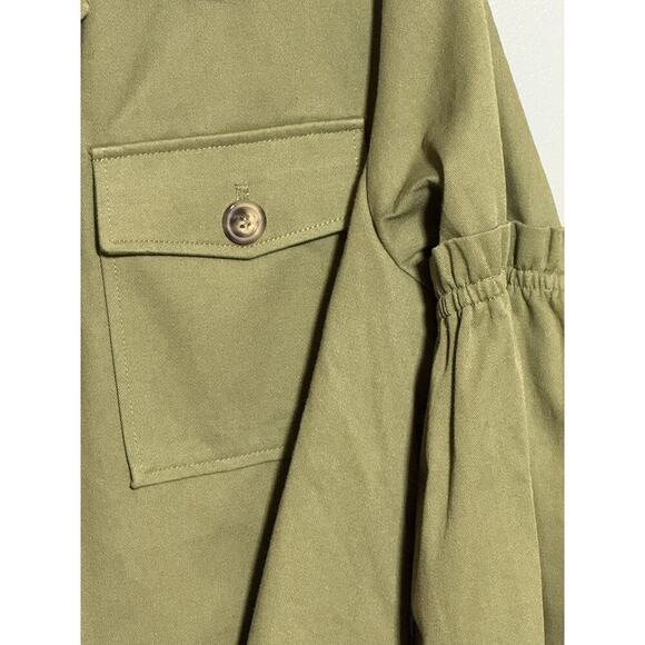 Contemporary Mod Ref Green Short Jacket Tortoise Shell Buttons Cotton Size Large - Picture 5 of 7